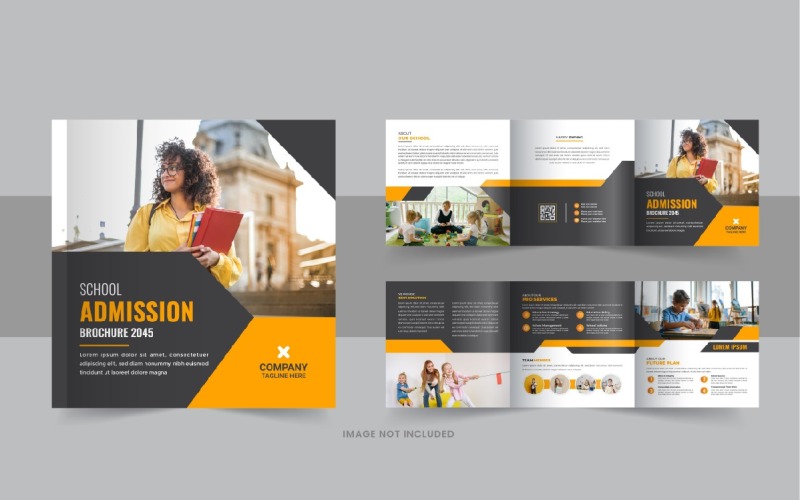 Back to school square trifold brochure template design or Education Prospectus Brochure layout Corporate Identity