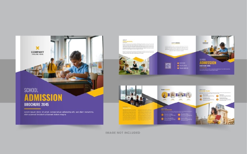 Back to school square trifold brochure template or Education Prospectus Brochure Corporate Identity