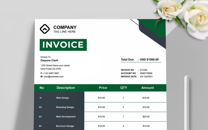 Company Invoice Templates Layout Corporate Identity