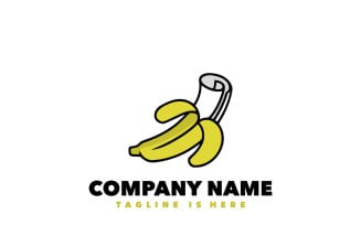 Paper banana simple mascot logo design