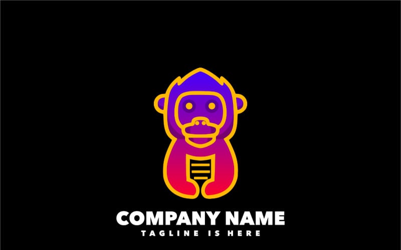 Paper monkey gradient logo design Logo Template