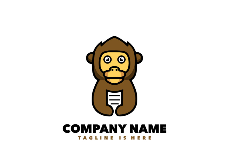 Paper monkey logo design mascot cartoon Logo Template