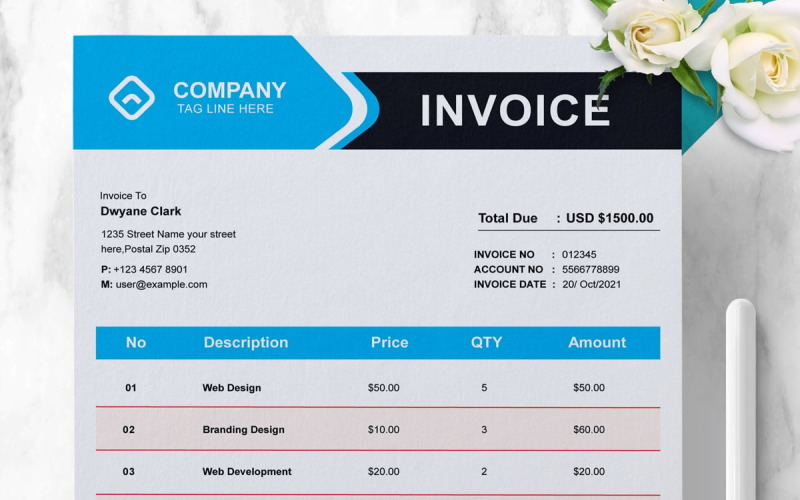 Premium Invoice Design Template Layout Corporate Identity