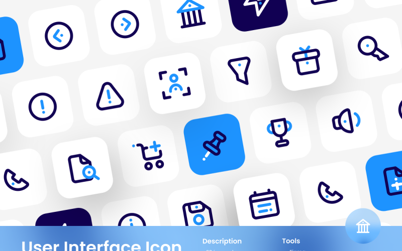 User Interface Icon Pack Outline Two-Tone Style Icon Set