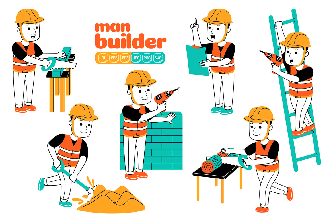 Kit Graphique #375012 Homme Construction Web Design - Logo template Preview