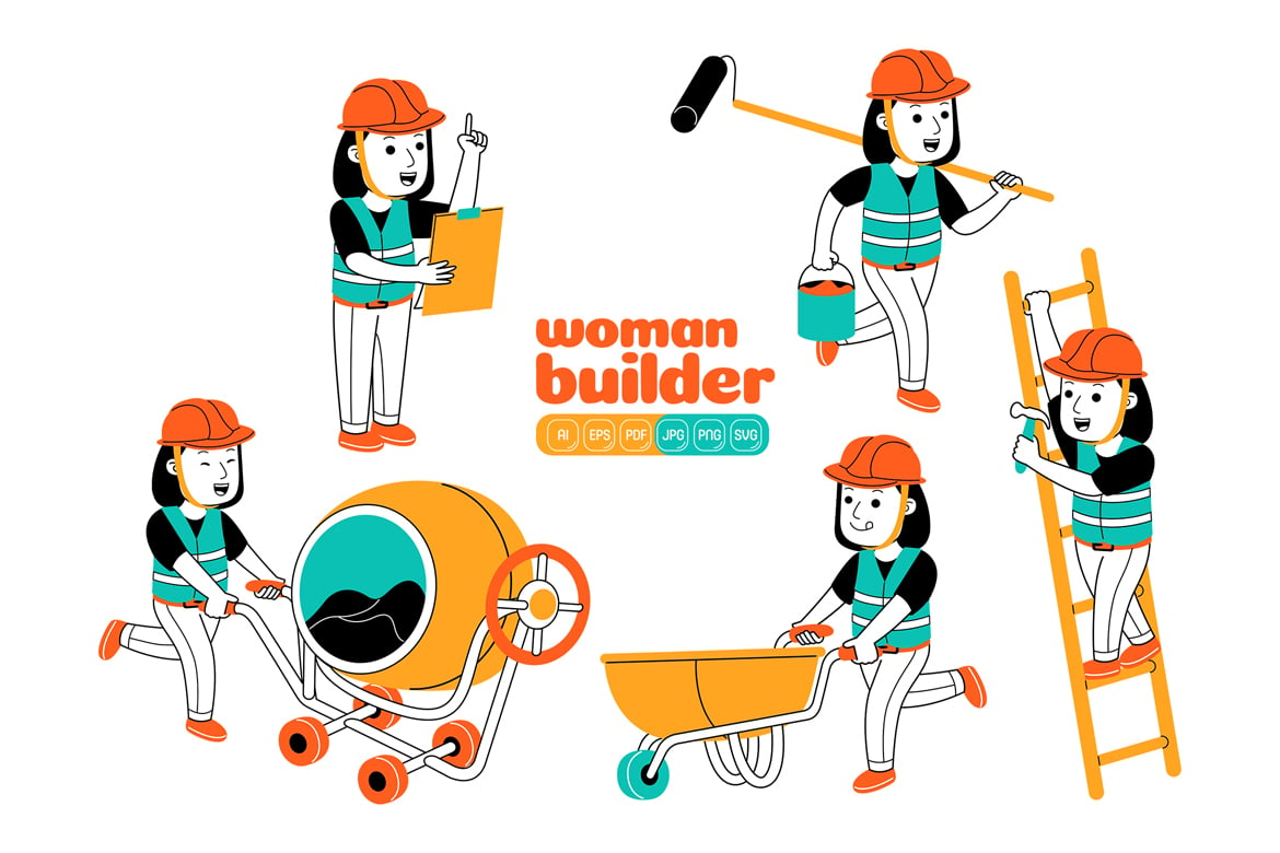 Kit Graphique #375016 Femme Construction Web Design - Logo template Preview