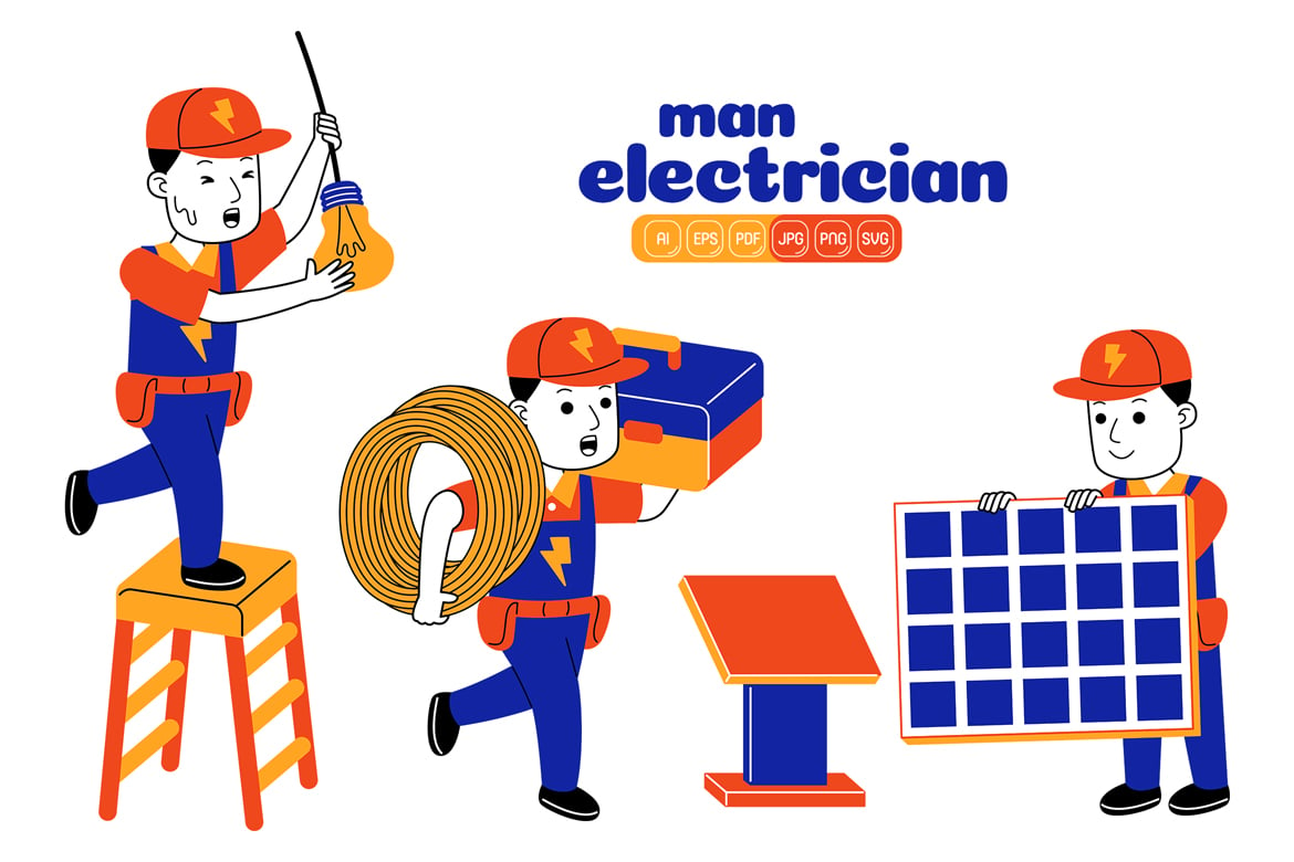 Kit Graphique #375039 Electrician Electric Divers Modles Web - Logo template Preview