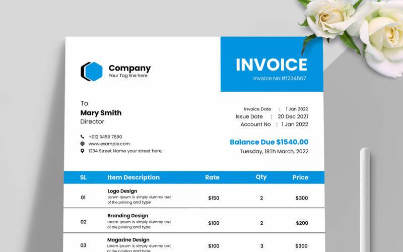 Company Invoice Layout Template Corporate Identity