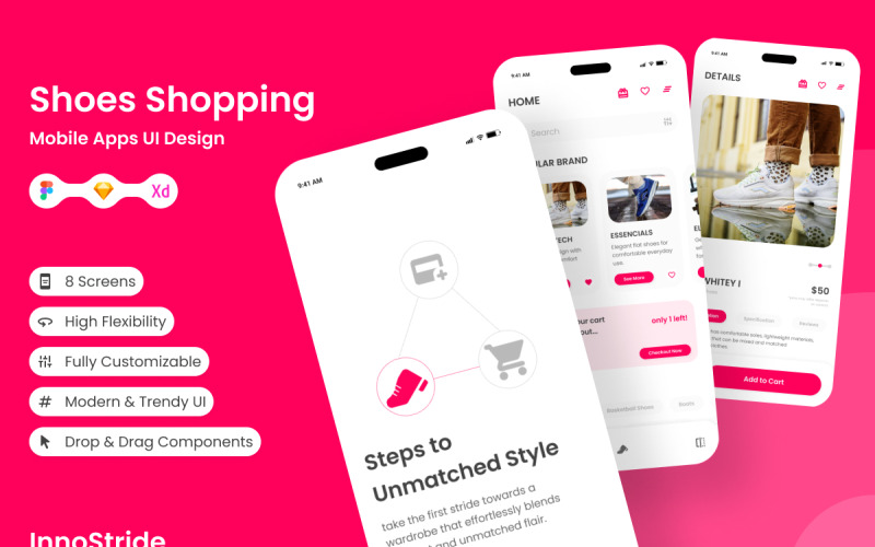 InnoStride - Shoes Shopping Mobile App UI Element