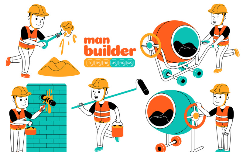 Man Builder Vector Pack #03 Vector Graphic