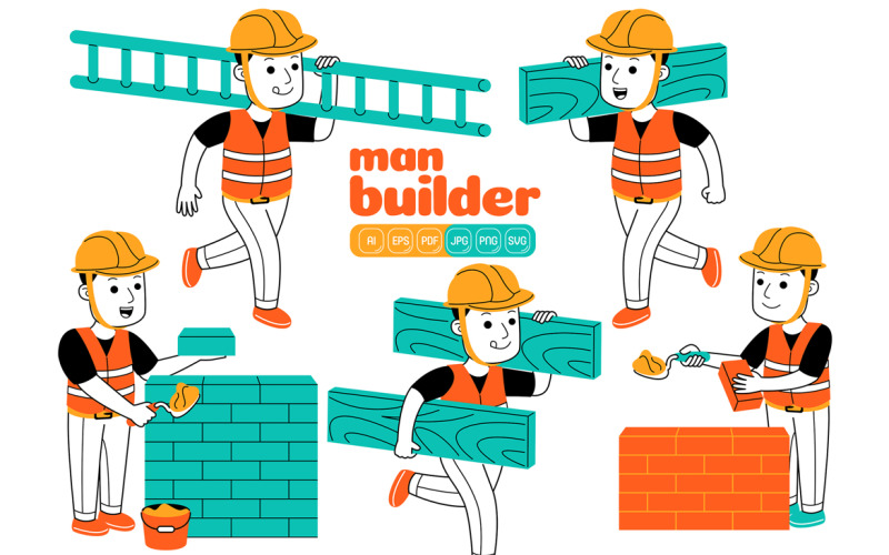 Man Builder Vector Pack #04 Vector Graphic