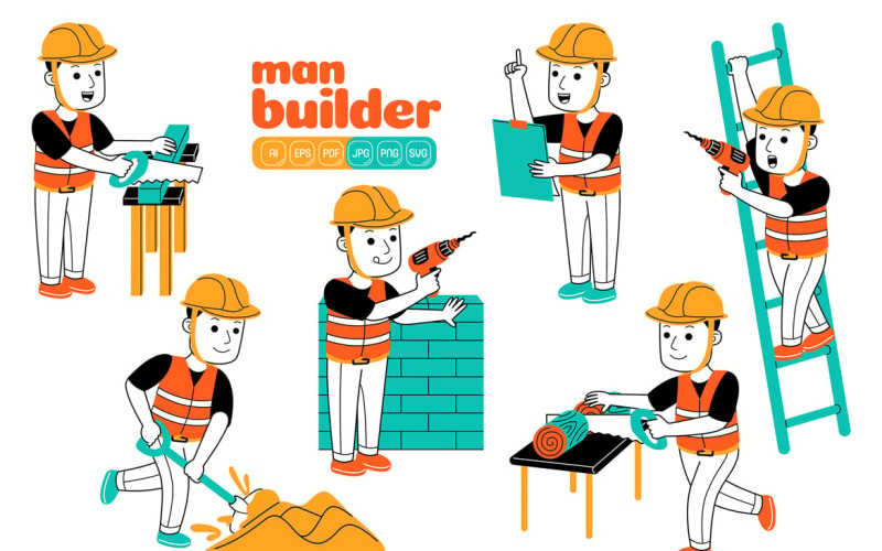 Man Builder Vector Pack #05 Vector Graphic