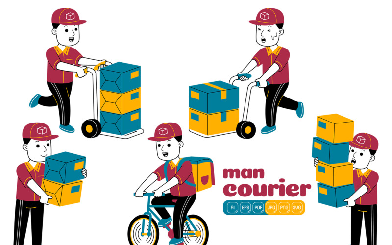 Man Courier Vector Pack #01 Vector Graphic