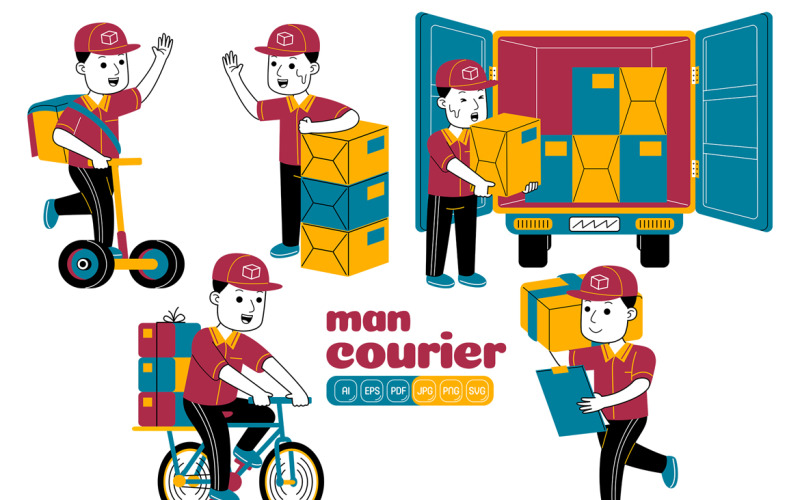 Man Courier Vector Pack #02 Vector Graphic
