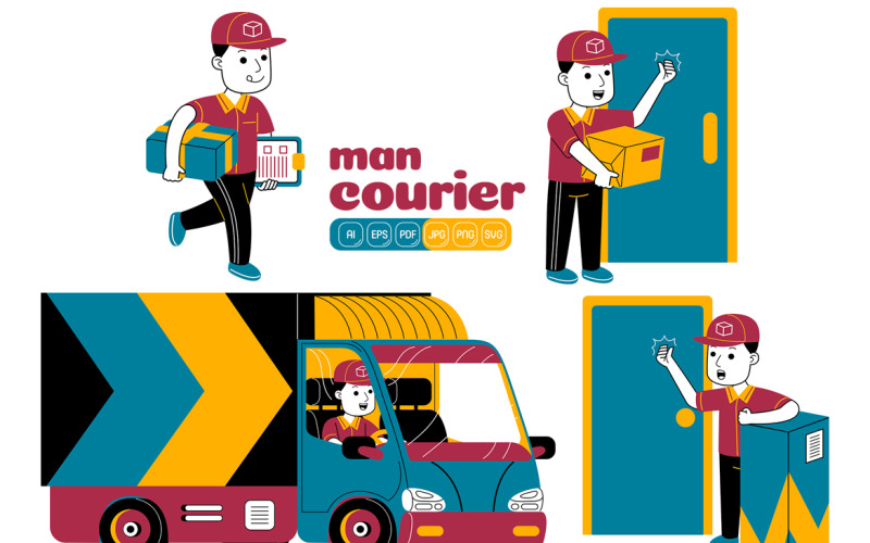 Man Courier Vector Pack #03 Vector Graphic
