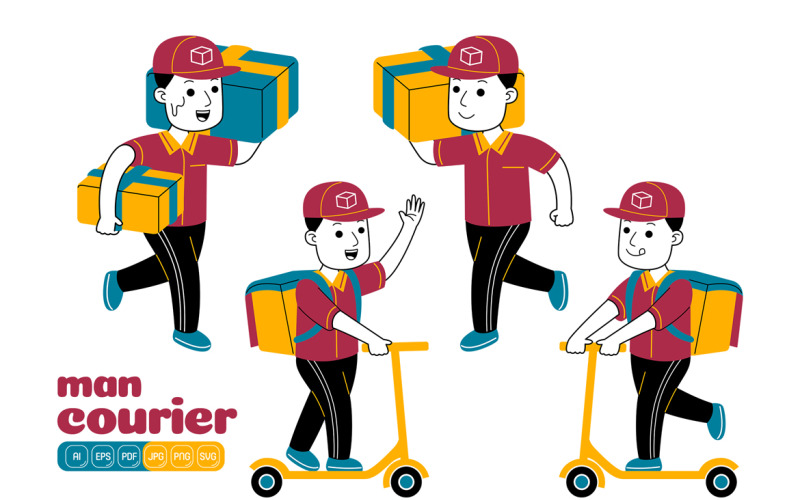 Man Courier Vector Pack #05 Vector Graphic