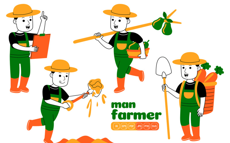 Man Farmer Vector Pack #02 Vector Graphic