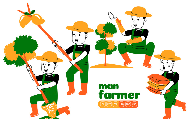 Man Farmer Vector Pack #03 Vector Graphic