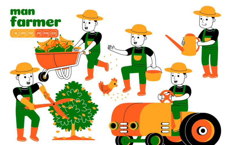 Man Farmer Vector Pack #04 Vector Graphic