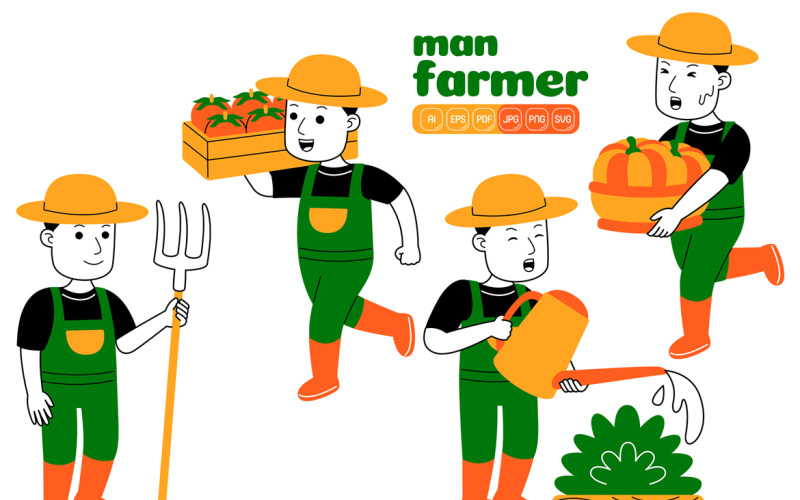 Man Farmer Vector Pack #05 Vector Graphic