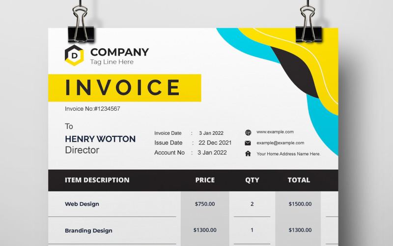 Modern Invoice Template Layout Corporate Identity