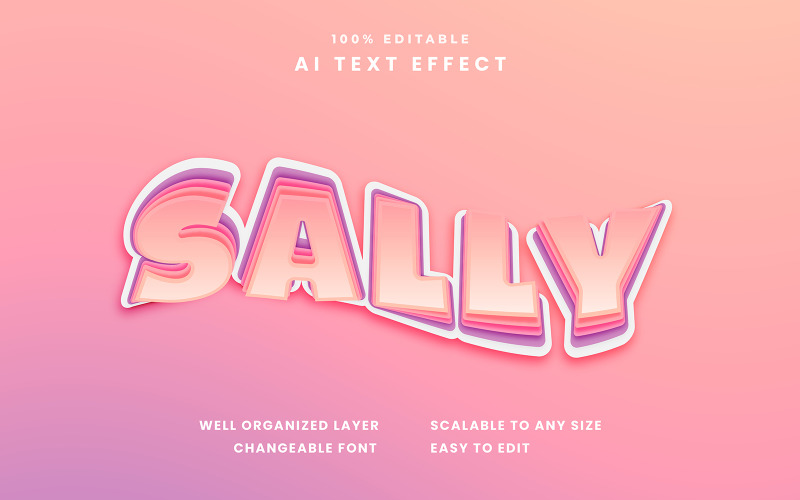 Sally Editable Text Effect Illustration