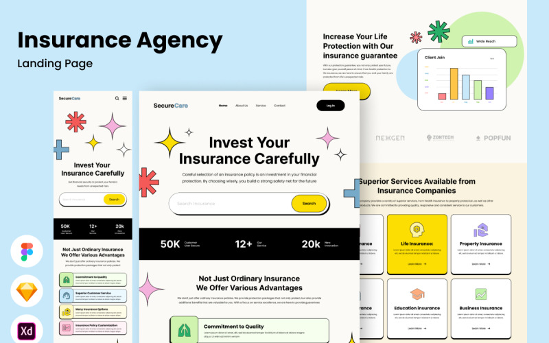 SecureCare - Insurance Agency Landing Page UI Element