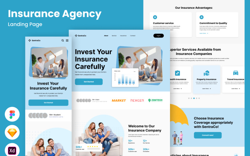 SentraCo - Insurance Agency Landing Page UI Element