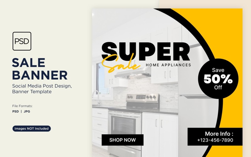 Super Sale on Home Appliances Banner Design Template Social Media