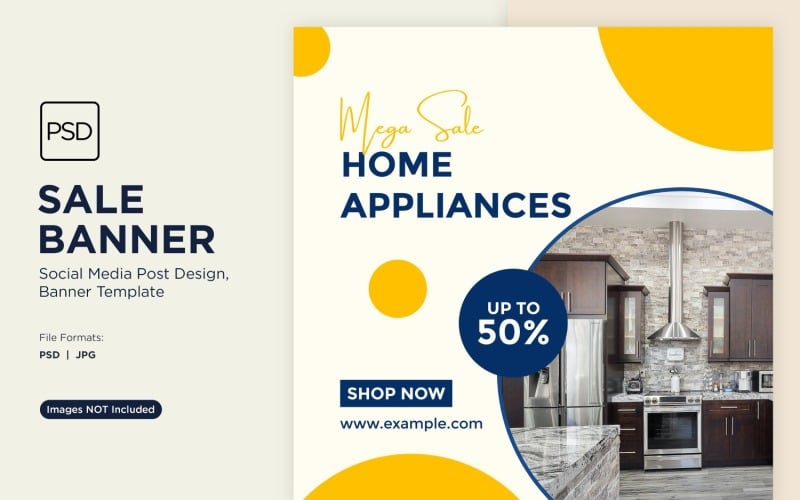 Super Sale on Home Appliances Banner Design Template. Social Media