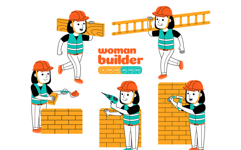 Woman Builder Vector Pack #01 Vector Graphic