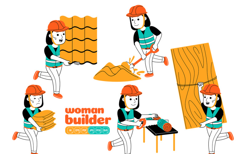 Woman Builder Vector Pack #05 Vector Graphic