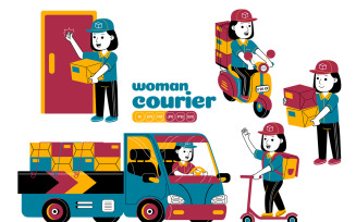 Woman Courier Vector Pack #04
