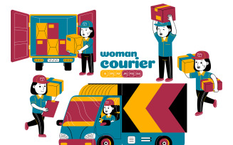 Woman Courier Vector Pack #05