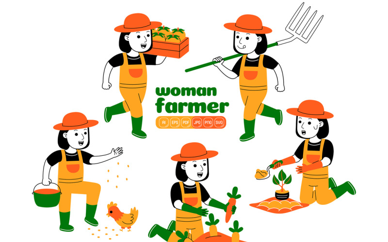 Woman Farmer Vector Pack #01 Vector Graphic