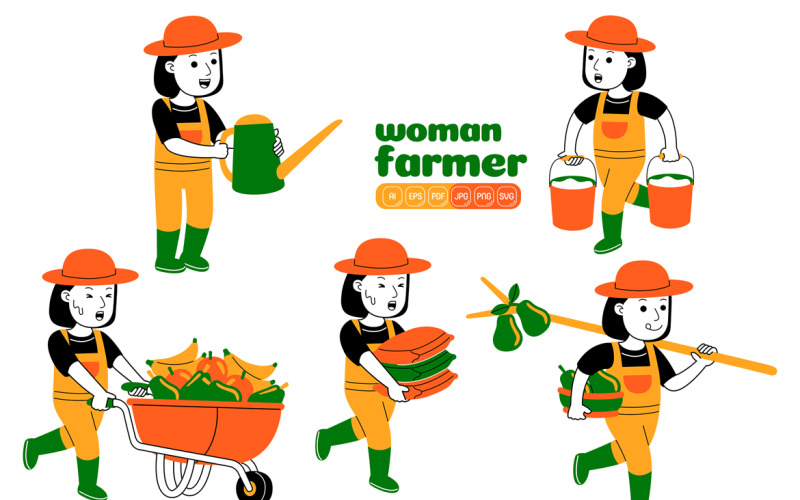 Woman Farmer Vector Pack #04 Vector Graphic