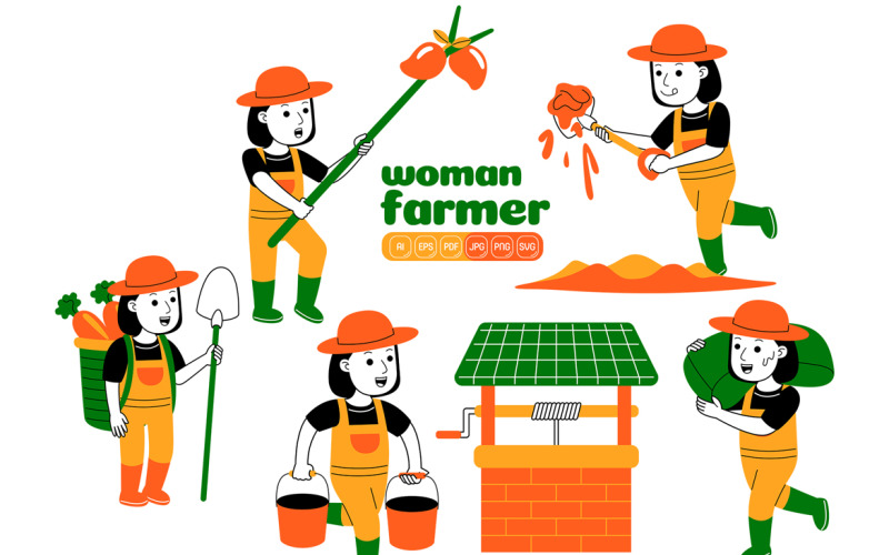 Woman Farmer Vector Pack #05 Vector Graphic