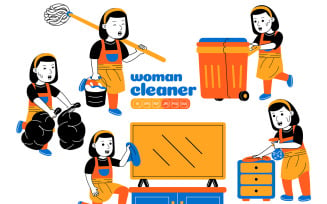Woman House Cleaner Vector Pack #03