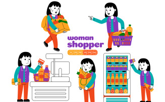 Woman Shopper Vector Pack #02