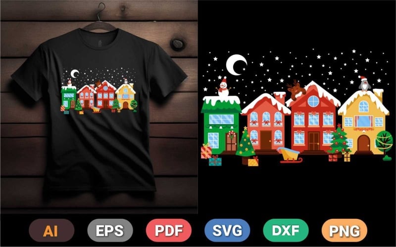 Christmas Decorated House Design T-shirt