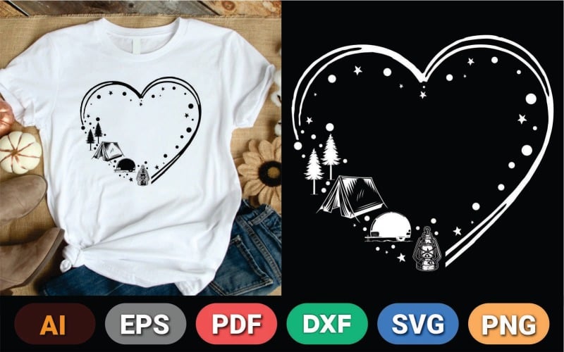 Heart With Camping And Sports Christmas Design T-shirt