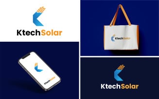 K letter solar & tech logo design