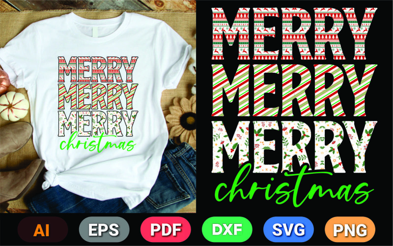 Merry Merry Merry Christmas T Shirt Design T-shirt