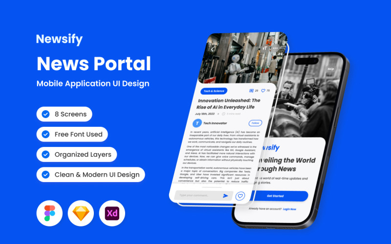 Newsify - News Portal Mobile App UI Element