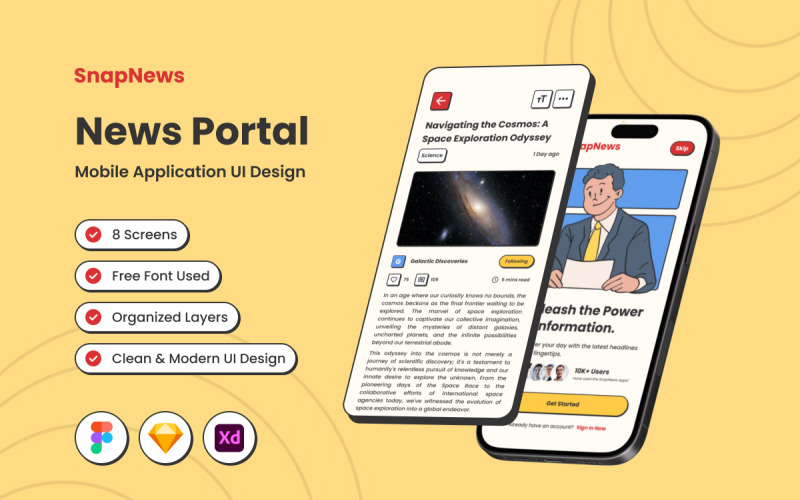 SnapNews - Neo Brutalism News Portal Mobile App UI Element