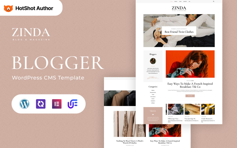 Zinda - Fashion Blog WordPress Elementor Theme WordPress Theme