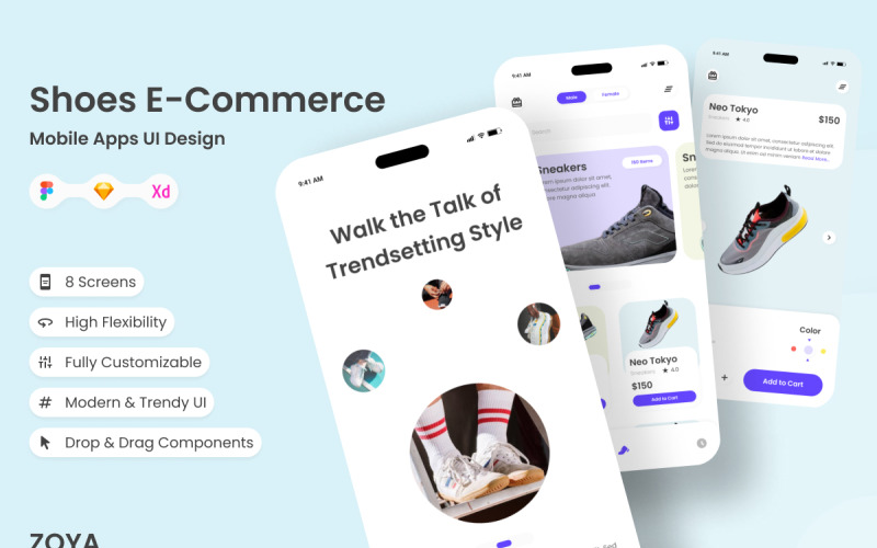 Zoya - Shoes Commerce Mobile App UI Element