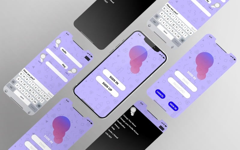 Bubble Chat UI/UX Template Made With Adobe XD Includes Prototype UI Element