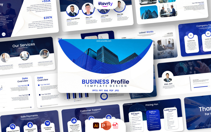 Business plan, Corporate Identity Powerpoint template PowerPoint Template
