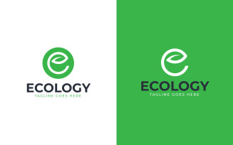 E Leaf Logo Template Design
